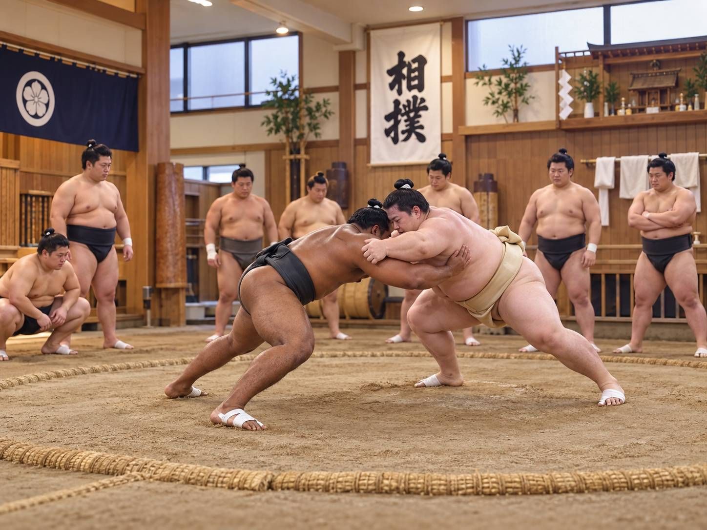 相撲部屋 朝稽古の様子
